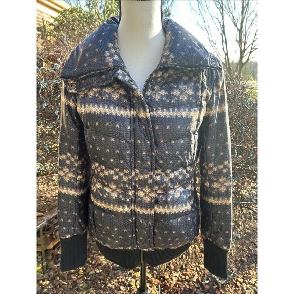 Marc New York Andrew Mark Winter Coat Down Blend Fair Isle Pattern Sz S - Picture 4 of 6